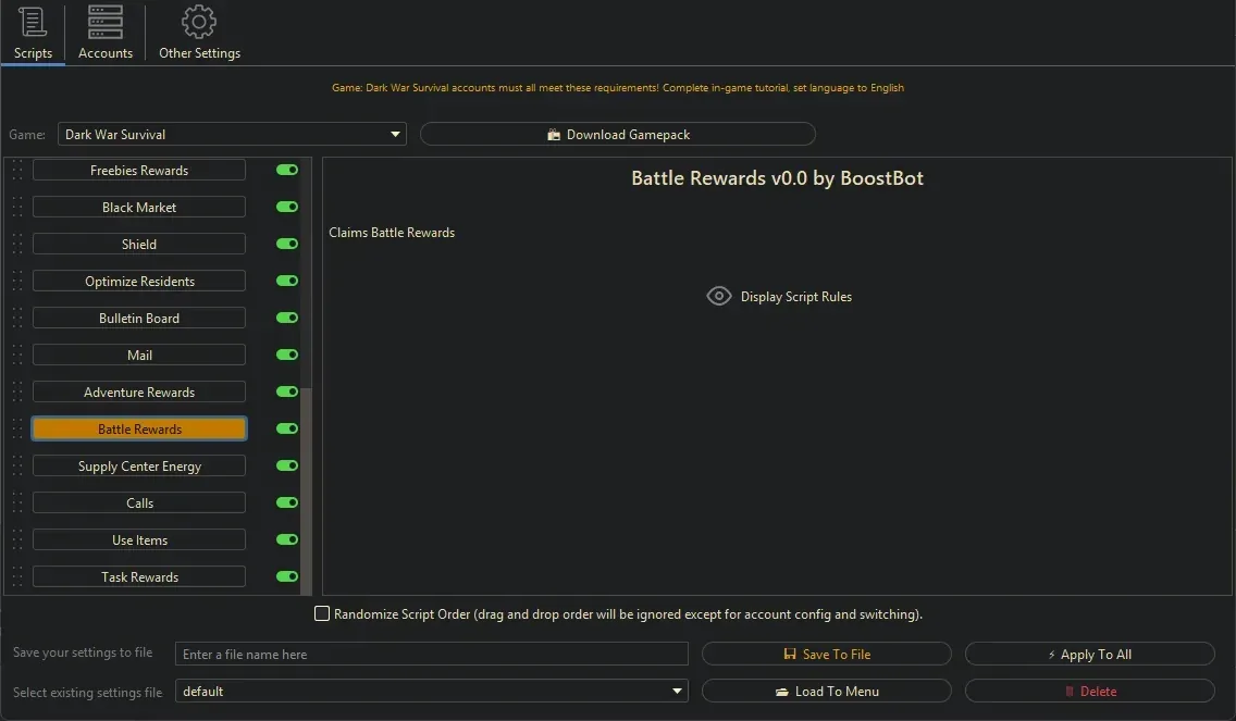 Dark War Survival Bot - Bulletin Board