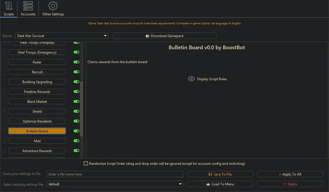 Dark War Survival Bot - Research