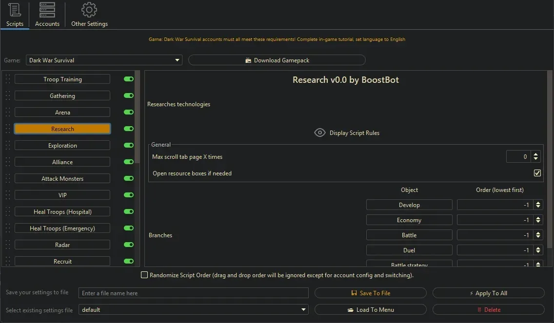 Dark War Survival Bot - Optimize Residents