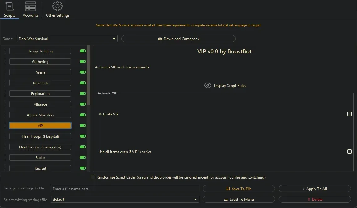 Dark War Survival Bot - Mail