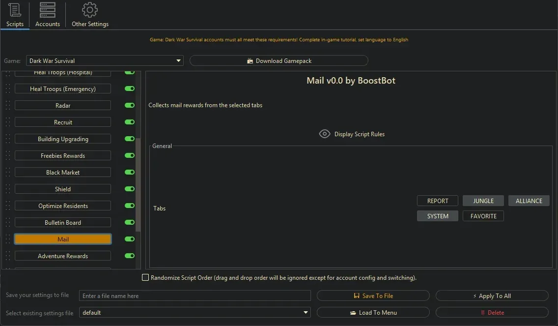 Dark War Survival Bot - Mail